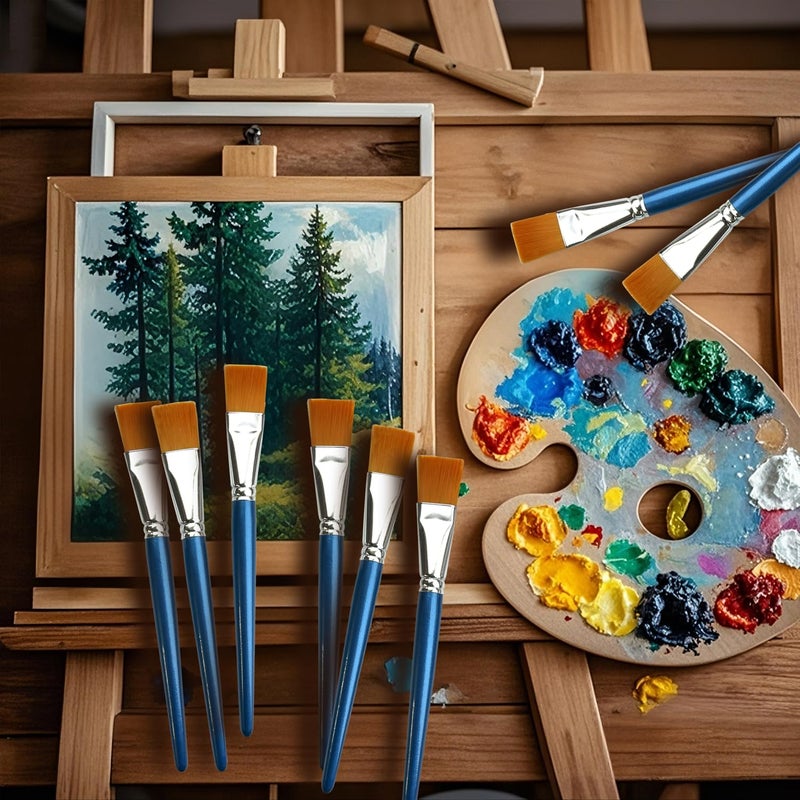 Greatandrew Great Andrew 12 Pieces 1 inch Flat Paint Brushes for Acrylic Painting, Small Paint Brushes with Wooden Handle for Acrylic, Watercolor, Oil, Crafts, Face Body DIY Painting - Image 5